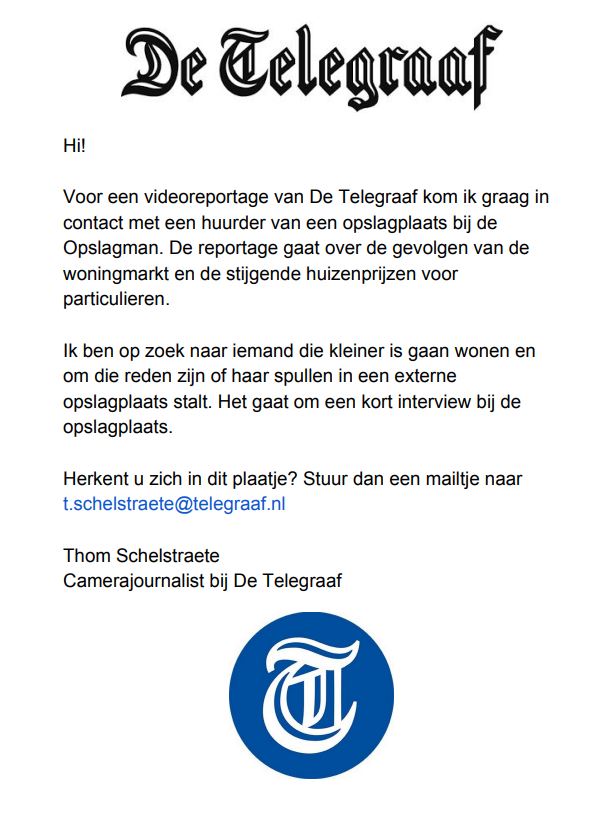 Videoreportage Opslagman De Telegraaf